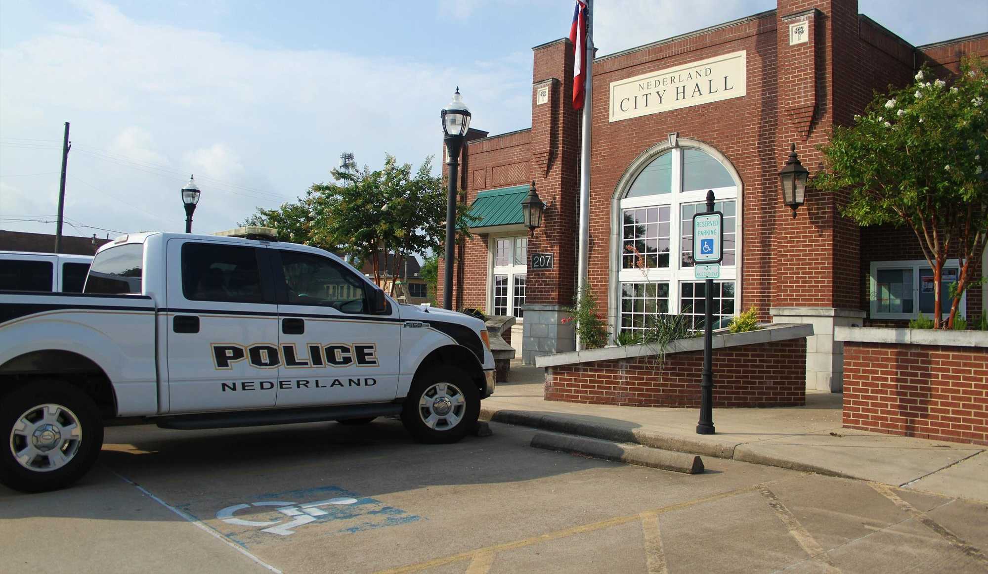 police truck at city building adjusted - Copy